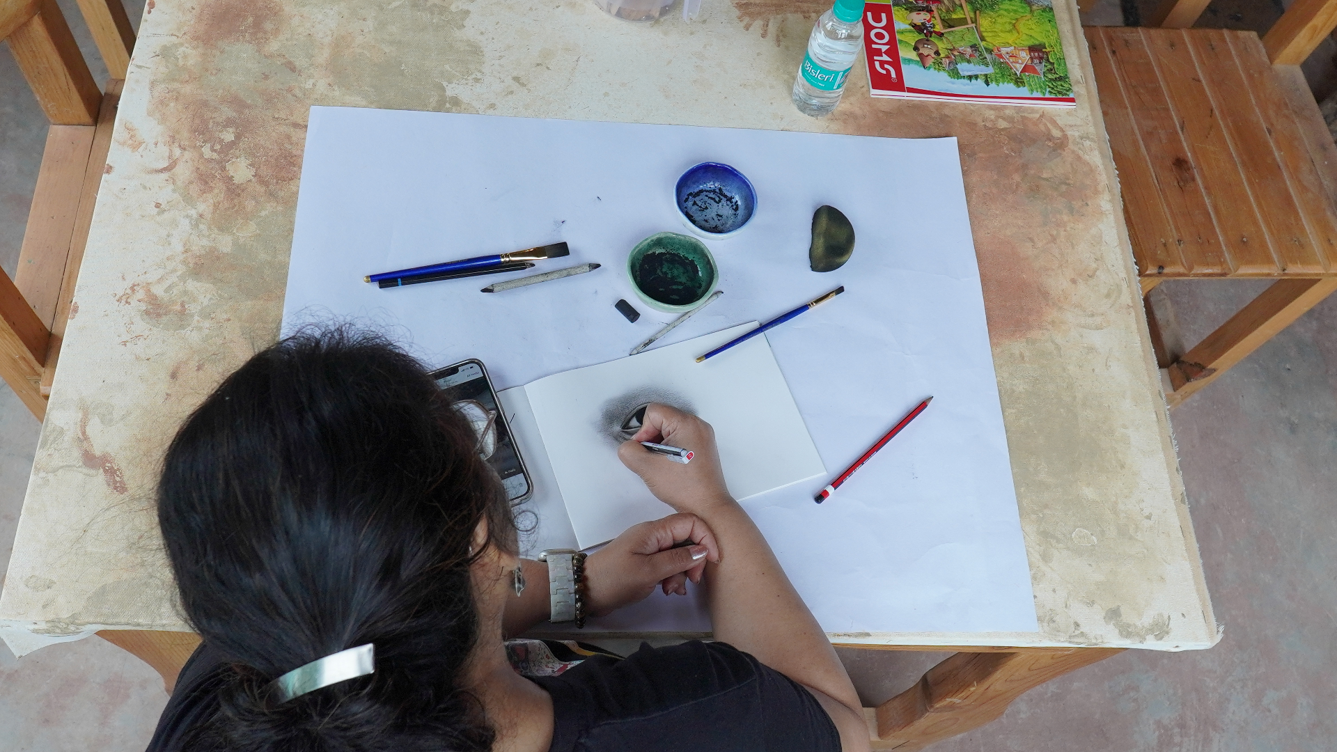 Art session overhead view