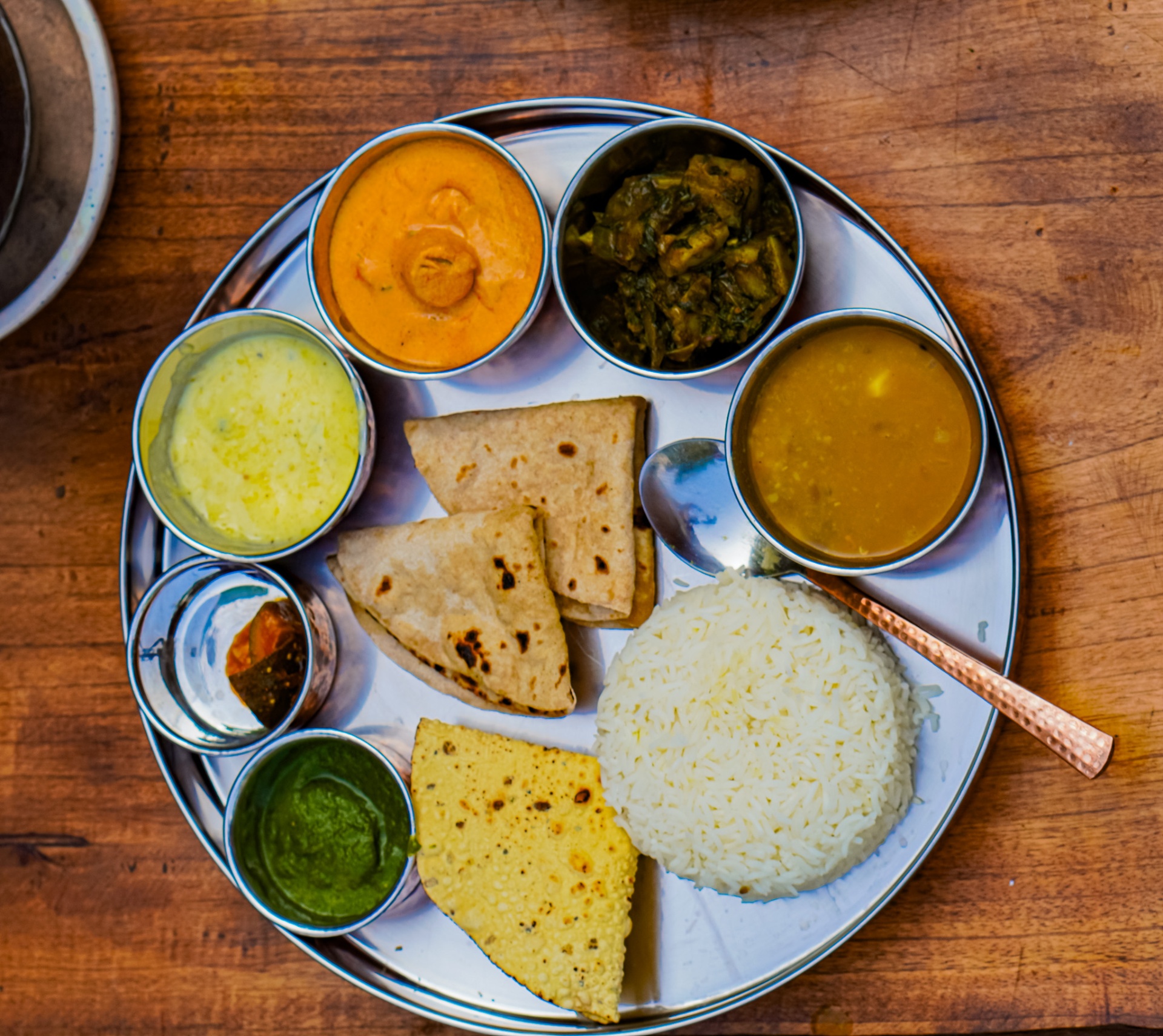 Fresh thali overhead at Aavya café