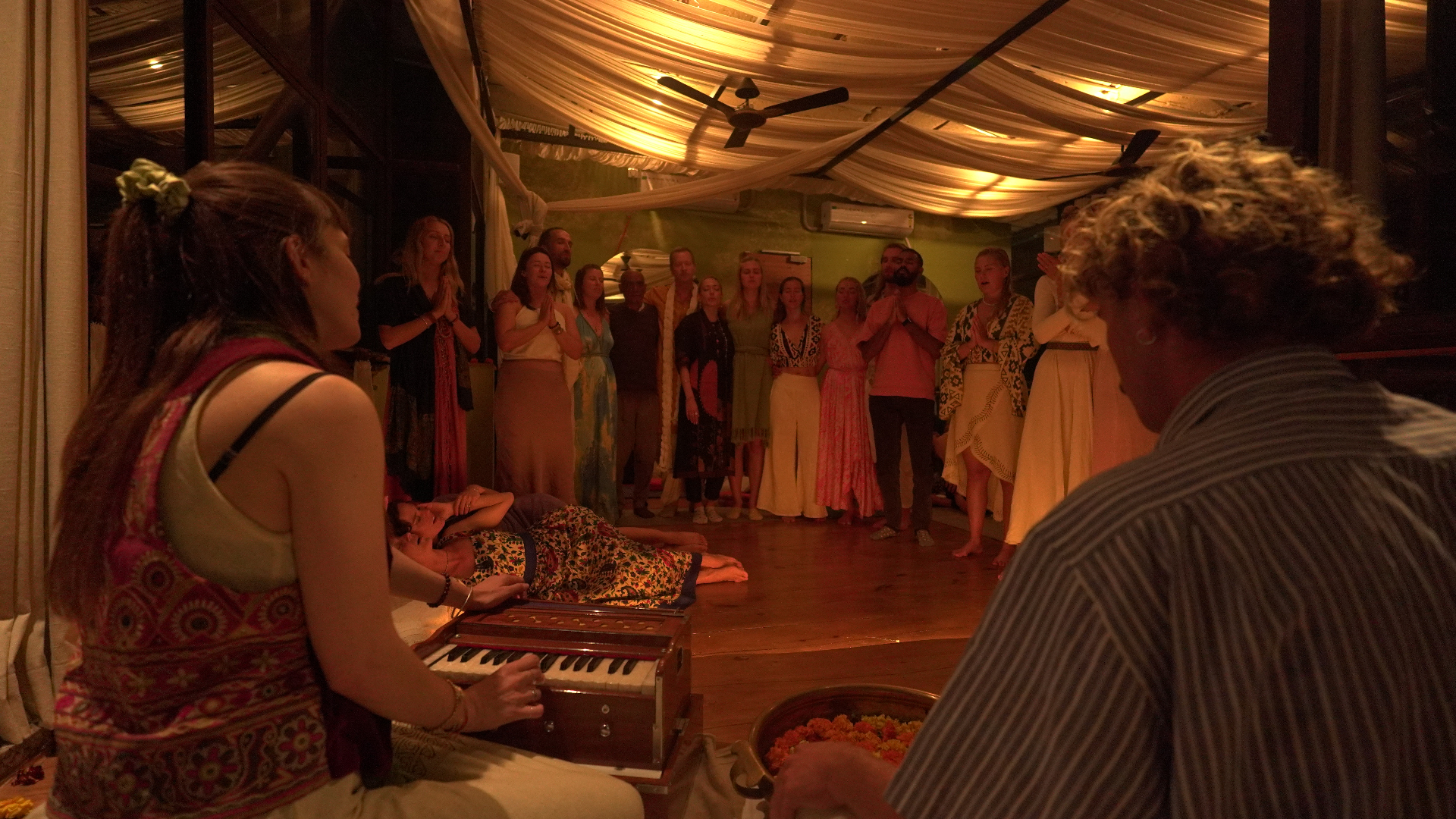 Community ceremony with harmonium