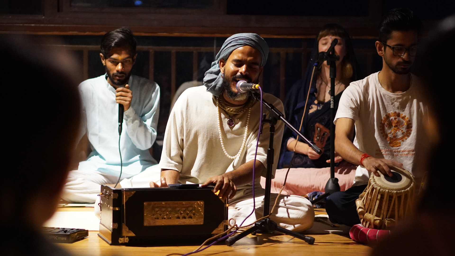 Kirtan musicians performing