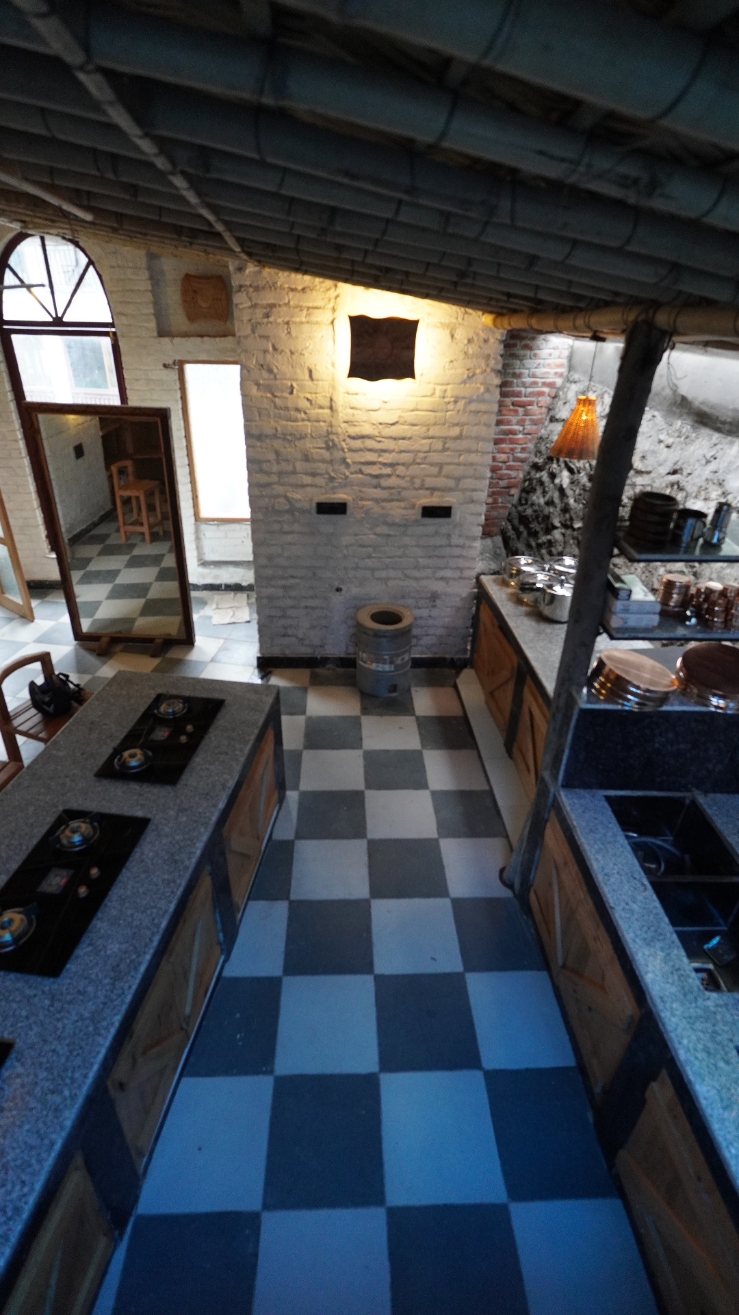 Tandoor kitchen with brick walls