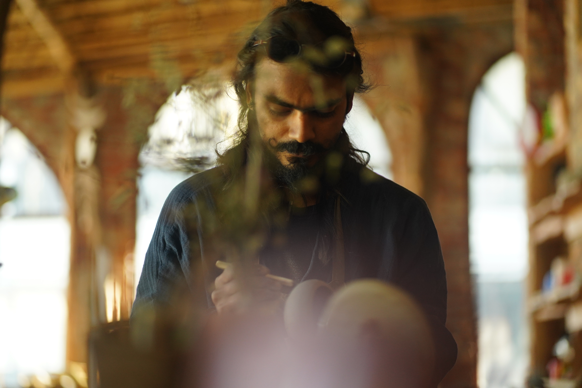 Krishna creating pottery at Aavya