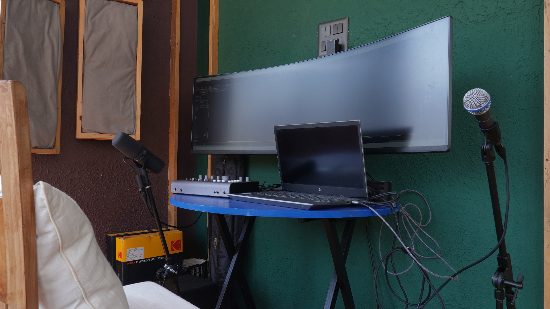 Podcast equipment desk