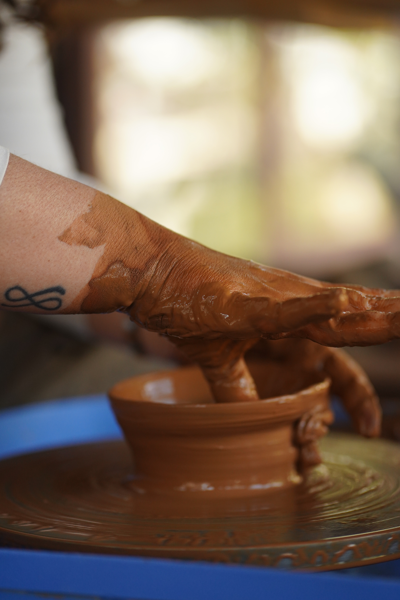 Pottery wheel closeup at Aavya studio