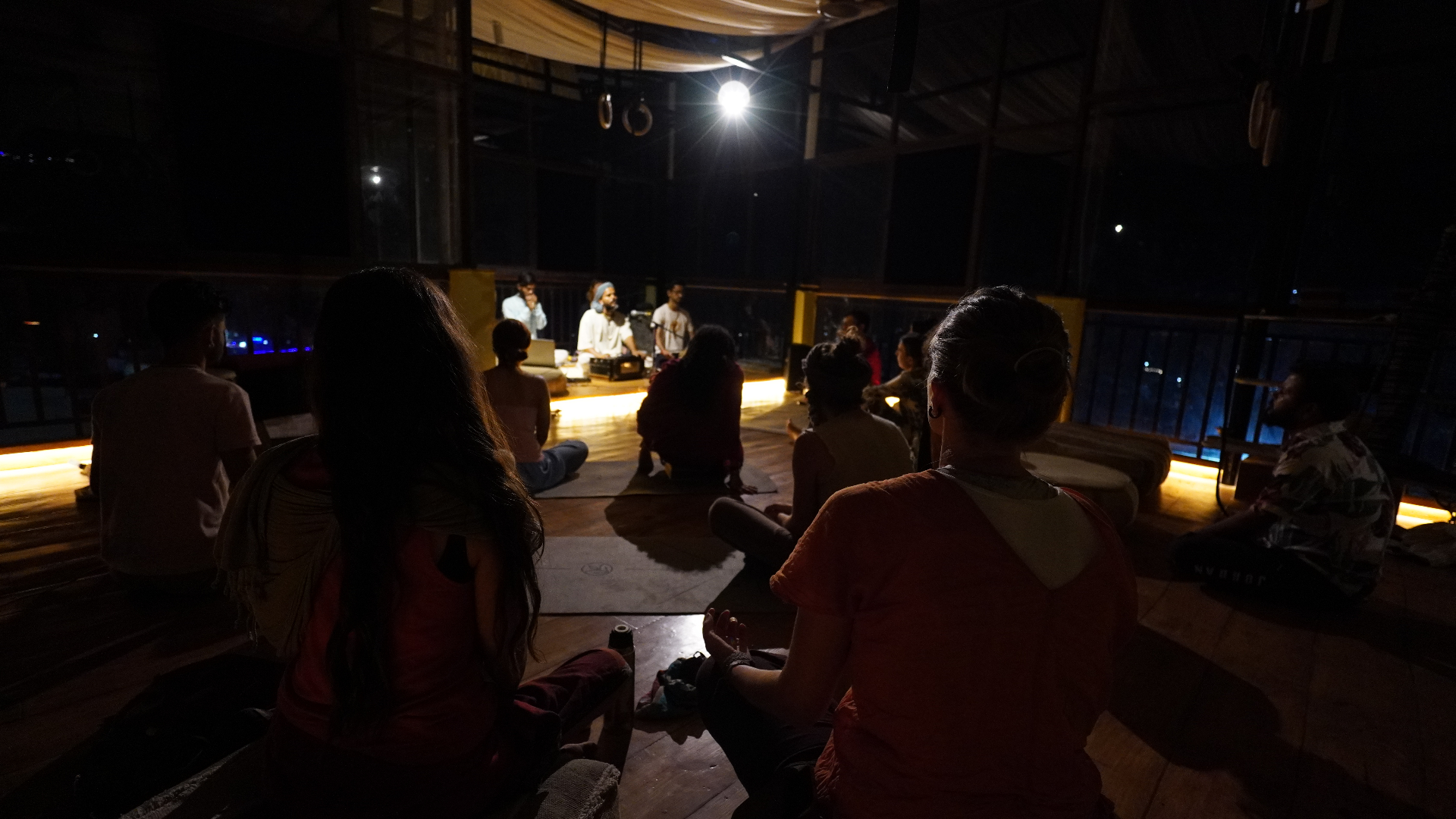 Evening gathering on the mandala deck